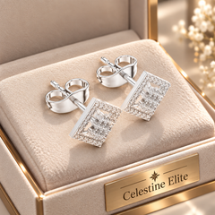 Square Diamond Pavé Drop Earrings in Sterling Silver