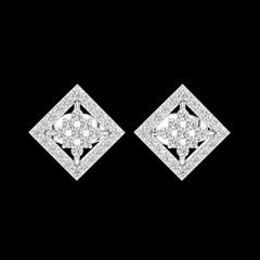 Square Diamond Pavé Drop Earrings in Sterling Silver