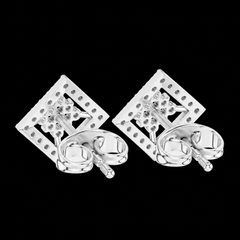 Square Diamond Pavé Drop Earrings in Sterling Silver