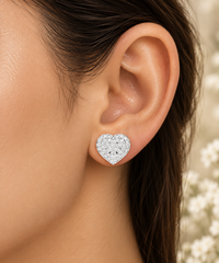 Oval Diamond Pavé Cluster Stud Earrings in Sterling Silver