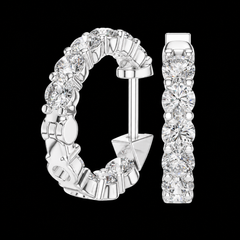 Classic Round Diamond Hoop Earrings in Sterling Silver