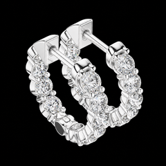 Classic Round Diamond Hoop Earrings in Sterling Silver