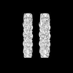 Classic Round Diamond Hoop Earrings in Sterling Silver