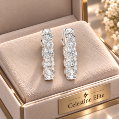 Classic Round Diamond Hoop Earrings in Sterling Silver