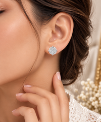 925 Sterling Silver Round Cut Lab-Grown Diamond & Moissanite Cluster Stud Earrings