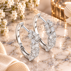 Multi-Shape Diamond Hoop Earrings in Sterling Silver